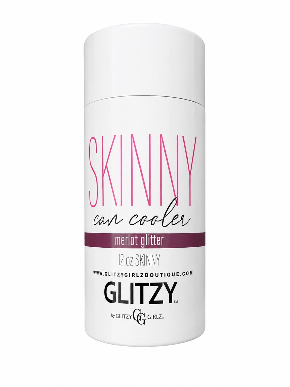 Glitzy Girlz Skinny Can Cooler — Merlot Glitter